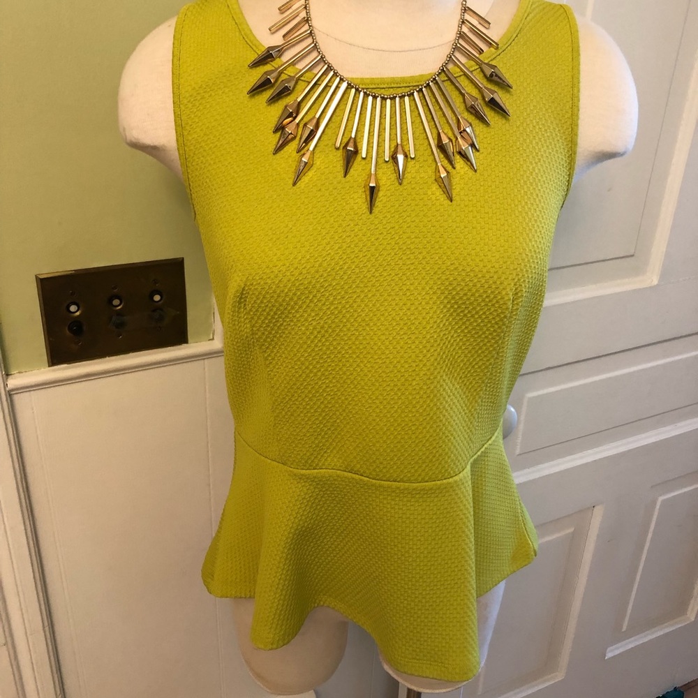 Ann Taylor Peplum Sleeveless Top Size M green